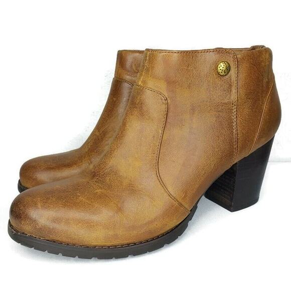Clarks Indigo Women’s Distressed Brown Leather Ankle Boots Heels Sz US 11M - Picture 1 of 14